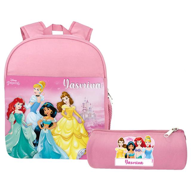 Essmak - Disney 4 Princesses Backpack & Pencil Case - 12-Inch - Pink