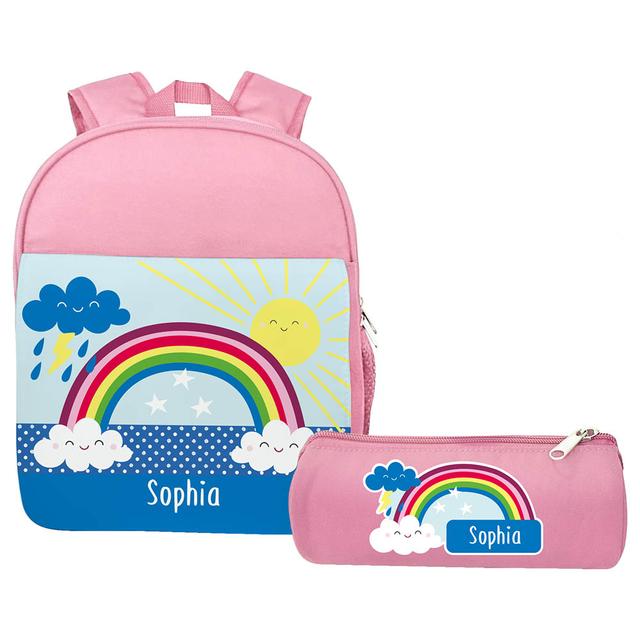 Essmak - Somewhere Over The Rainbow Backpack & Pencil Case - 12-Inch - Pink