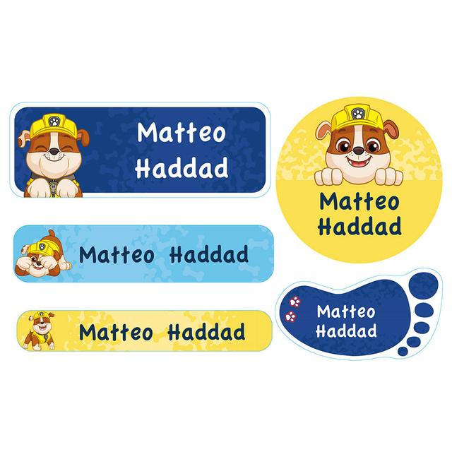 Essmak - Paw Patrol Rubble School Labels - 5pcs