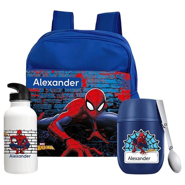 Essmak - 3pc Set Marvel Spiderman Thermos Pack 400ml - Blue - 12-Inch