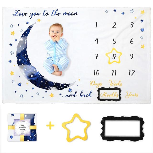 Essen - Baby Monthly Milestone Blanket - Blue