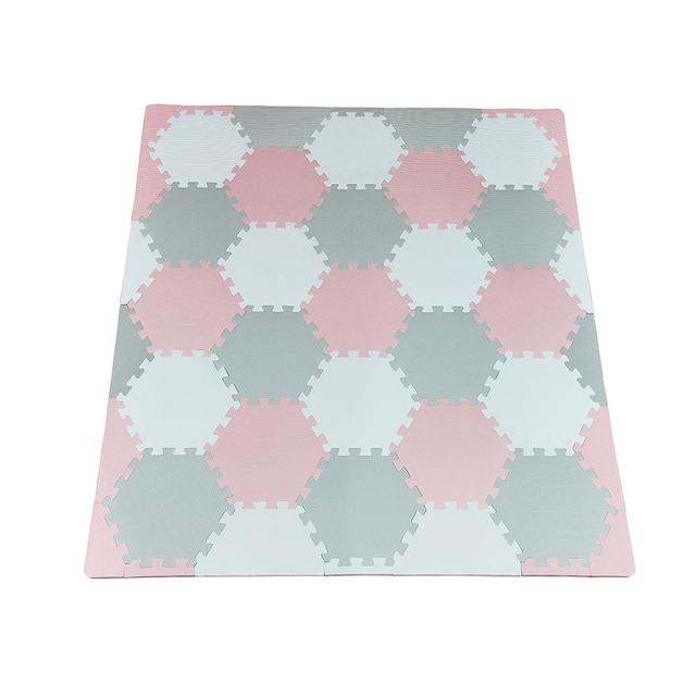 Bumble & Bird - BabySafe Play Mat - Hexagonal Pink/Cream