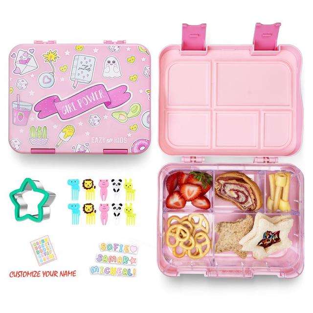 Eazy Kids - Bento Lunch Box w/ Sandwich Cutter Set - Girl Power