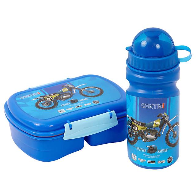 Eazy Kids - Bike Print Lunch Box w/ Bottle - Blue