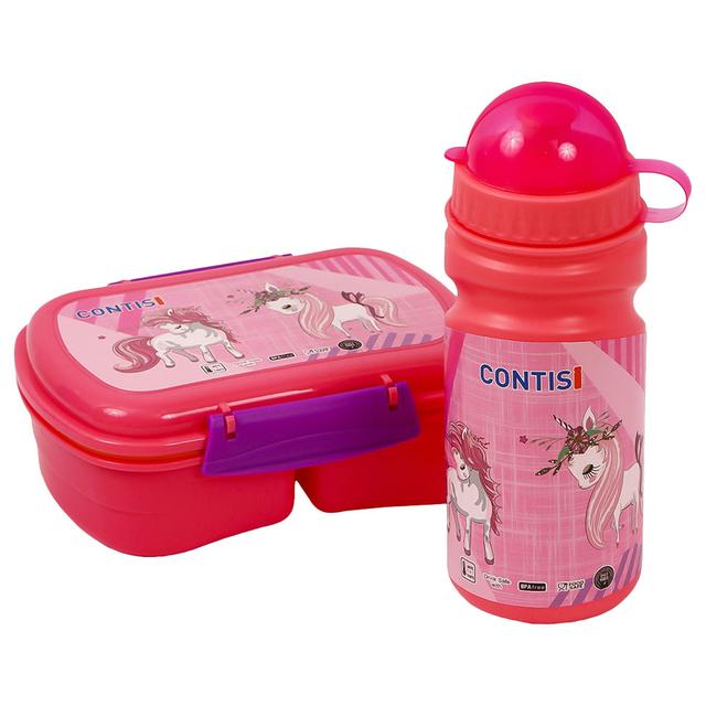 Eazy Kids - Unicorn Print Lunch Box w/ Bottle - Pink