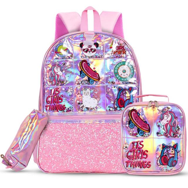 Eazy Kids - Backpack 17-Inch w/ Lunch Bag & Pencil Case - Girl Things