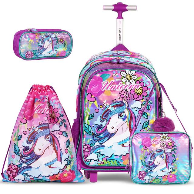 Eazy Kids - Backpack 17-Inch w/ Lunch Bag, Activity Bag & Pencil Case - Unicorn