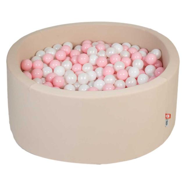 Ezzro - Beige Round Ball Pit w/ 200 Balls - 100X40 - Pink/White