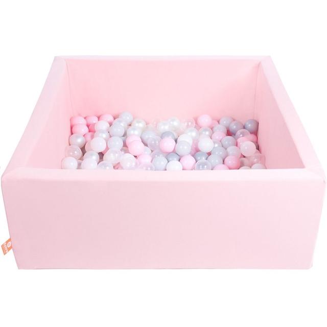 Ezzro - Square Ball Pit 120 x 120 x 50cm W/600 Balls(White, Baby Pink, Light Grey, Pearl)