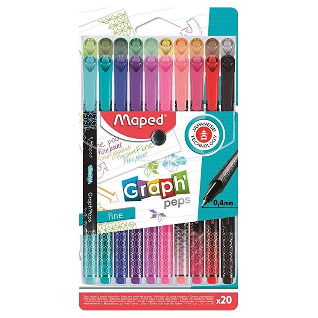 Maped - Graph'Peps Fine Point 0.4mm Pen - Pack of 20