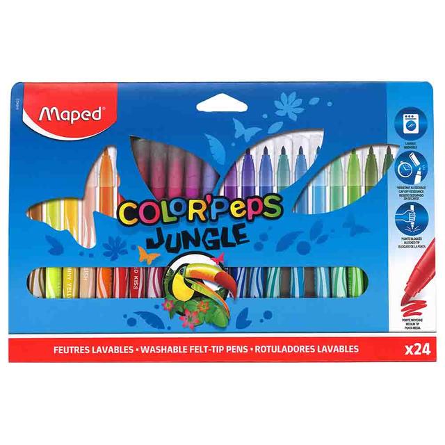 Maped - Color'Peps Washable Jungle Felt Tip Pen - Pack of 24