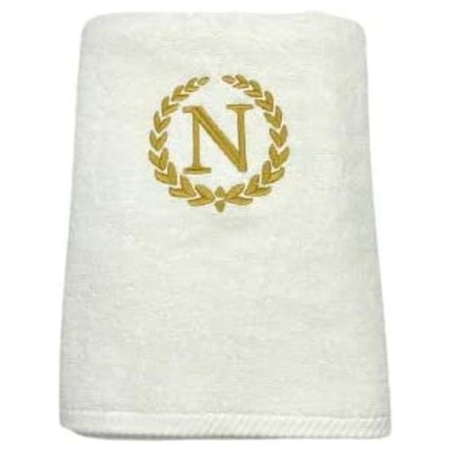 BYFT - Embroidered "N" Monogrammed Bath Towel - White