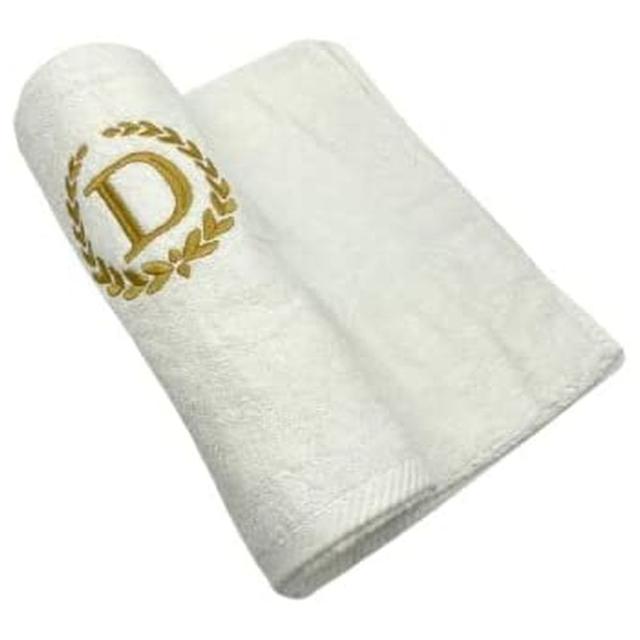 BYFT - Embroidered "D" Monogrammed Hand Towel - White