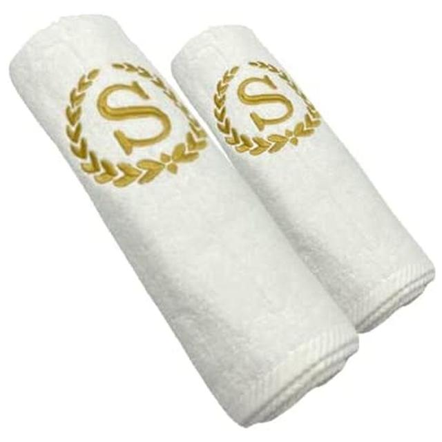 BYFT - Letter S Embroidered For You 2pc Towel Set - White