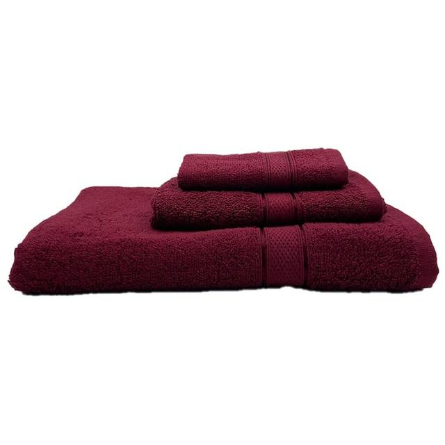 Byft - 100% Cotton Daffodil Face Towel & Hand Towel Bath Towel - Set Of 3 - Burgundy