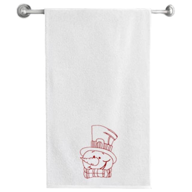 Byft - Iris Embroidered Bath Towel - Snowman W/ Scarf & Cap