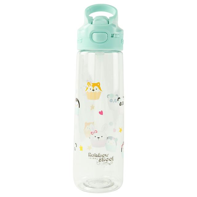 Rainbow Skool -Straw Kids Water Bottle - Cute Cupcake- Light Blue - 750ml (Exclusive)