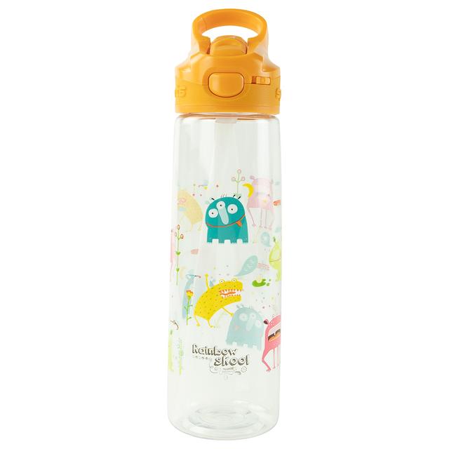 Rainbow Skool -Straw Kids Water Bottle - Orange Monster - 750ml (Exclusive)