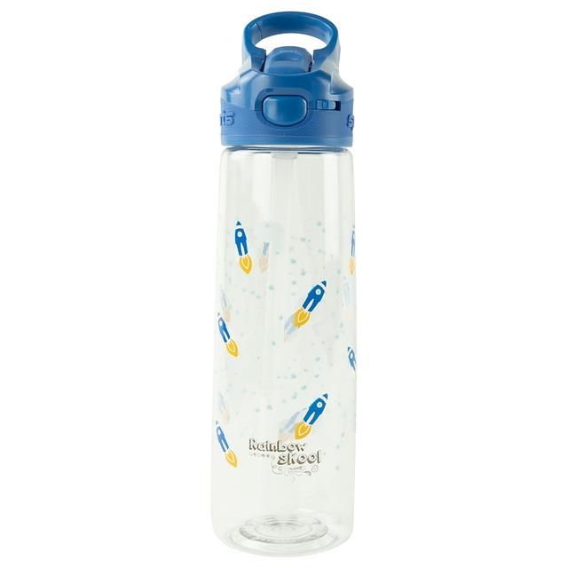 Rainbow Skool -Straw Kids Water Bottle - Rocket in Space- Blue - 750ml (Exclusive)