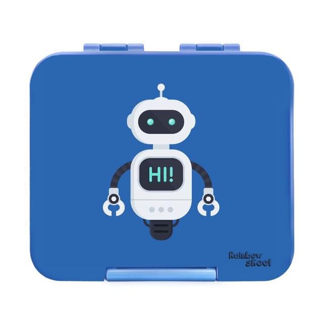 Rainbow Skool - 4 Compartment Mini Lunch Box - Robot - Blue