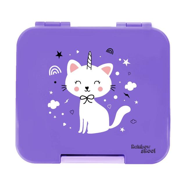 Rainbow Skool - 4 Compartment Mini Lunch Box - Cat - Purple