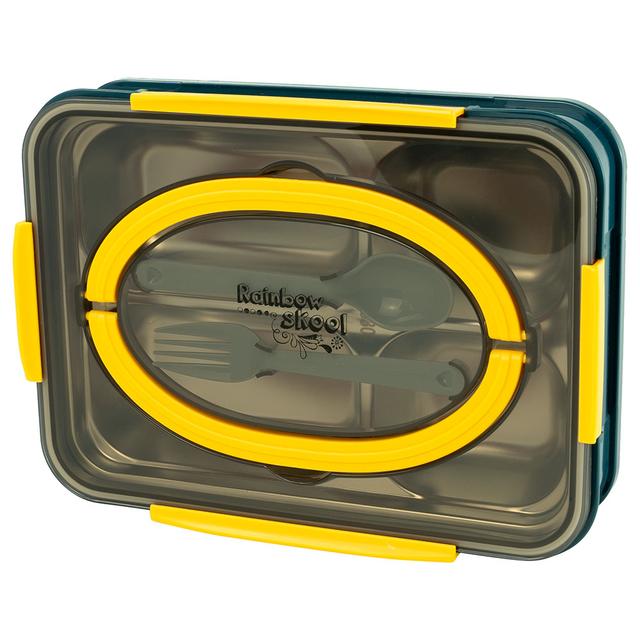 Rainbow Skool - 4 Compartment Stainless Steel Lunchbox - Blue/Yellow (Exclusive)