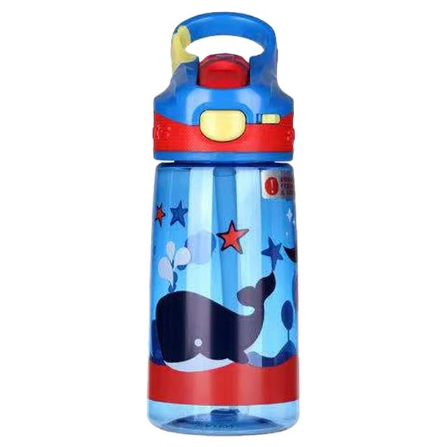 Rainbow Skool - Straw Kids Water Bottle - Whale - 450ml (Exclusive)