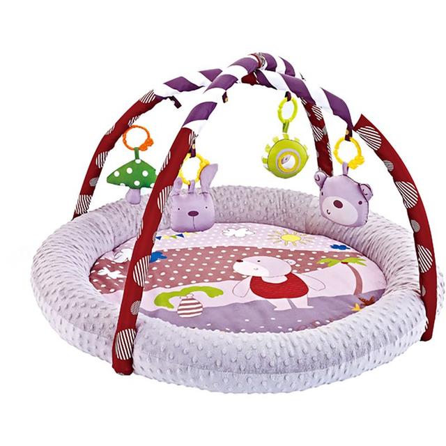 Little Angel - Baby Round Comfy Play Mat Activity Gym - Bear - Grey