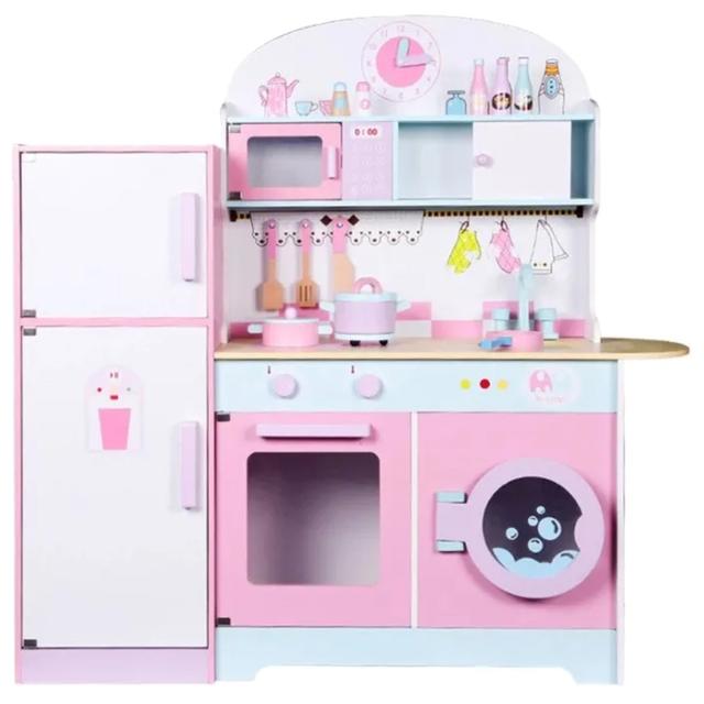 Little Angel - Kids Wooden Kitchen Playing Toy Set - Pink/White