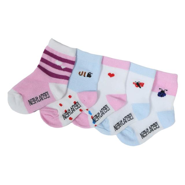 Night Angel - Comfortable Baby Socks - Pink/White