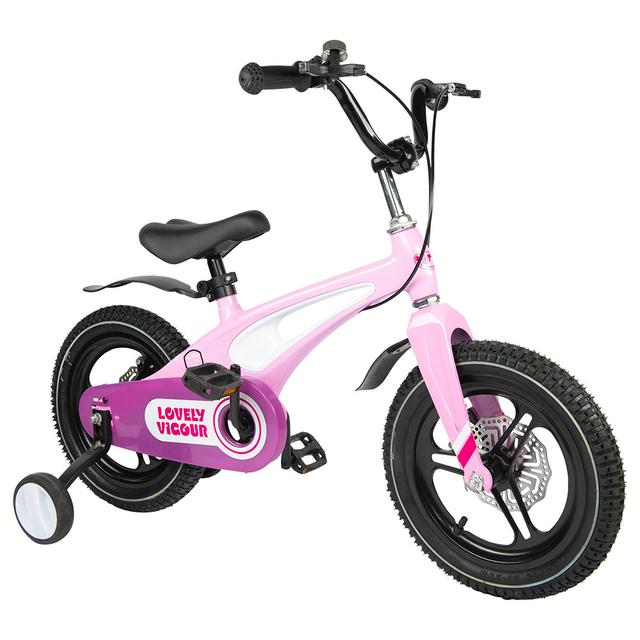 Little Angel - Kids Bicycle Adjustable Seat & Training Wheels - Pink