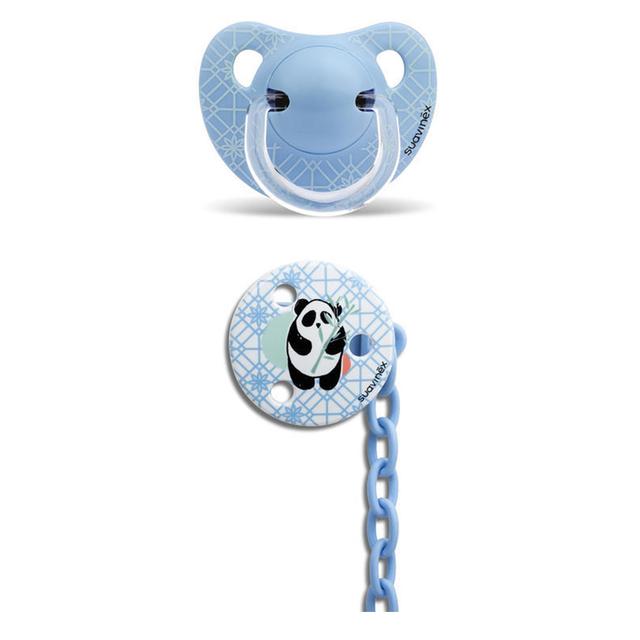 Suavinex - Anatomical Panda Soother Clip 6-18m - Blue