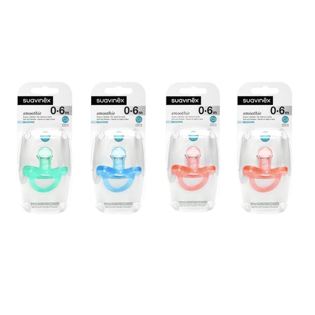 Suavinex - All Silicone Soother Multicolor 0-6M - Bundle of 4