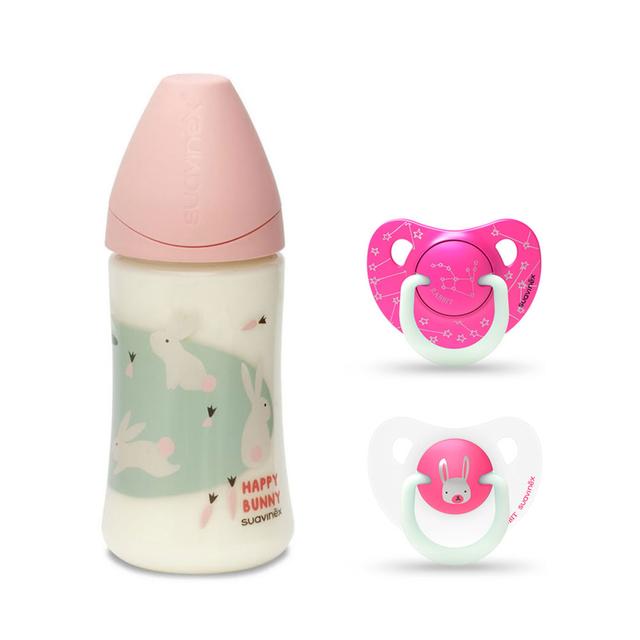 Suavinex - Anatomical Bottle & Pink Bunny Teat 6-18M 2pc-Set