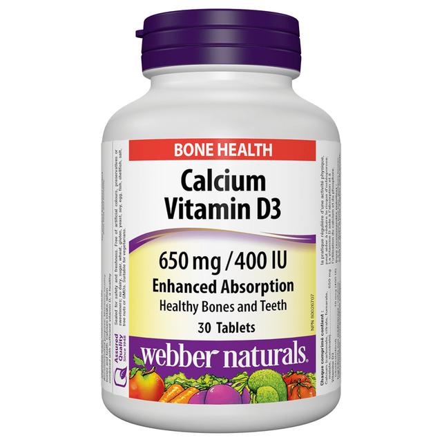 Webber Naturals - Calcium Vitamin D3 650mg/400 IU Tablets - 30pcs