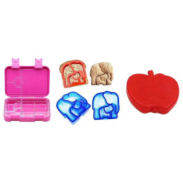 GenioWorld Lunch Box + Ice pack + Elephant Sandwich Cutter