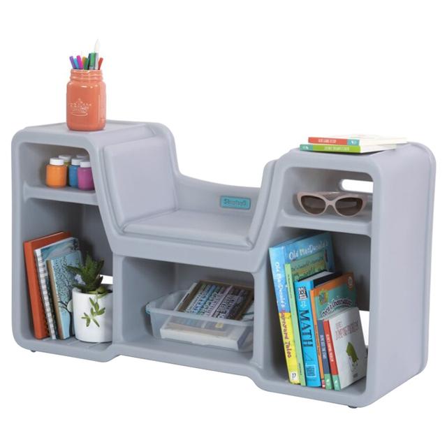 Simplay3 - Cozy Cubby Reading Nook Bookshelf w/ 5 compartments - Grey