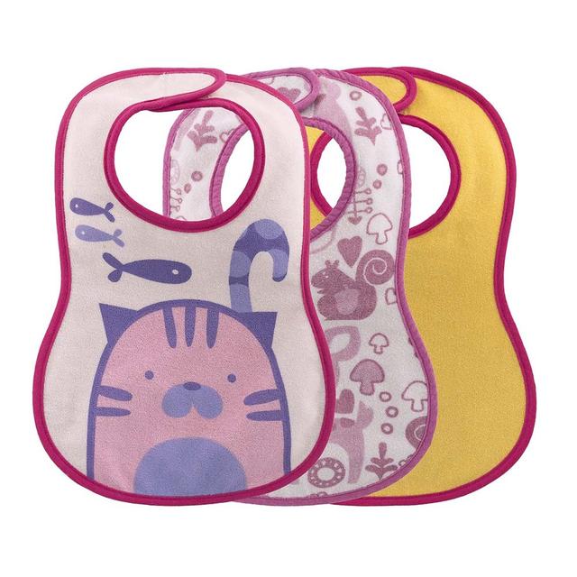 Chicco - Easy Meal Weaning Bib Pack of 3 - Pink