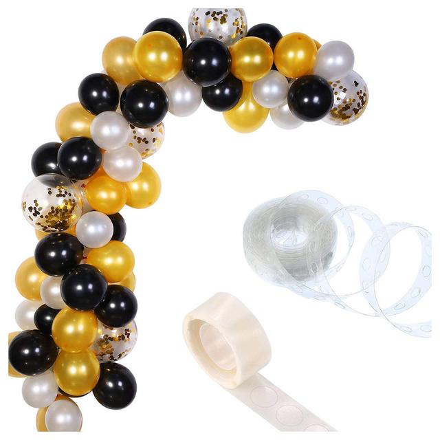 Brain Giggles - Black & Golden Balloons Arch Garland