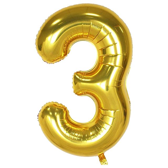 Brain Giggles - 3 Number Foil Balloon - 40-inch - Gold