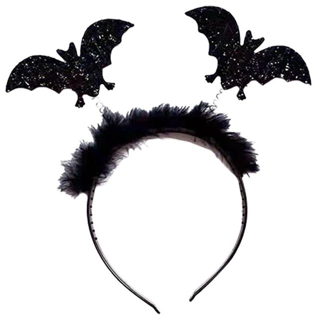 Brain Giggles - Halloween Black Bat Headband - Black