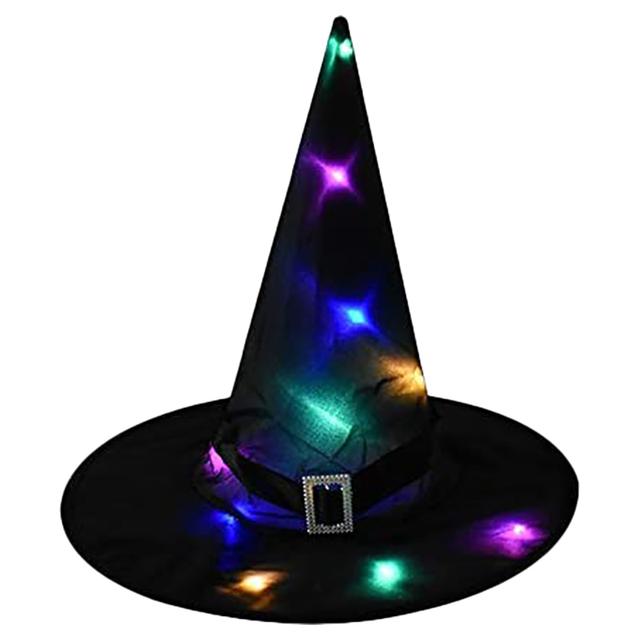 Brain Giggles - Halloween Witch Hat with LED Light - Black