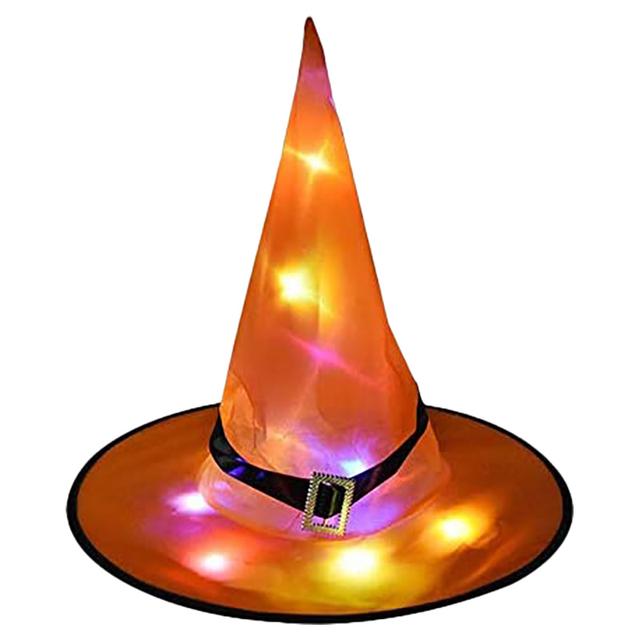 Brain Giggles - Halloween Witch Hat with LED Light - Orange