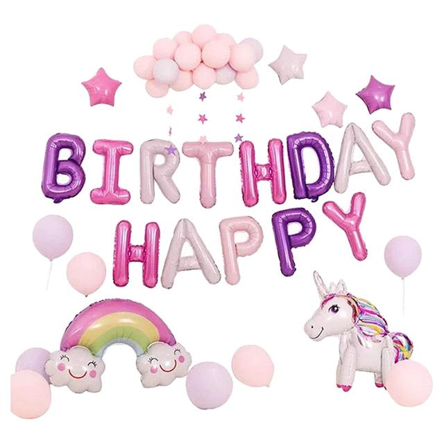 Brain Giggles - Unicorn Theme Birthday Decoration Kit 35pcs