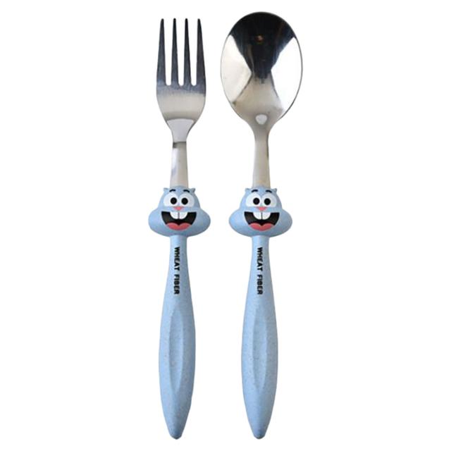 Brain Giggles 2pcs Blue Bugs Bunny Kid's Stainless Steel Cutlery Set