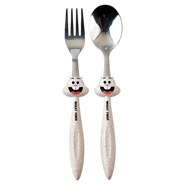 Brain Giggles 2pcs Beige Bugs Bunny Kid's Stainless Steel Cutlery Set