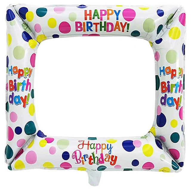 Brain Giggles - Happy Birthday Photo Frame Foil Balloon - White