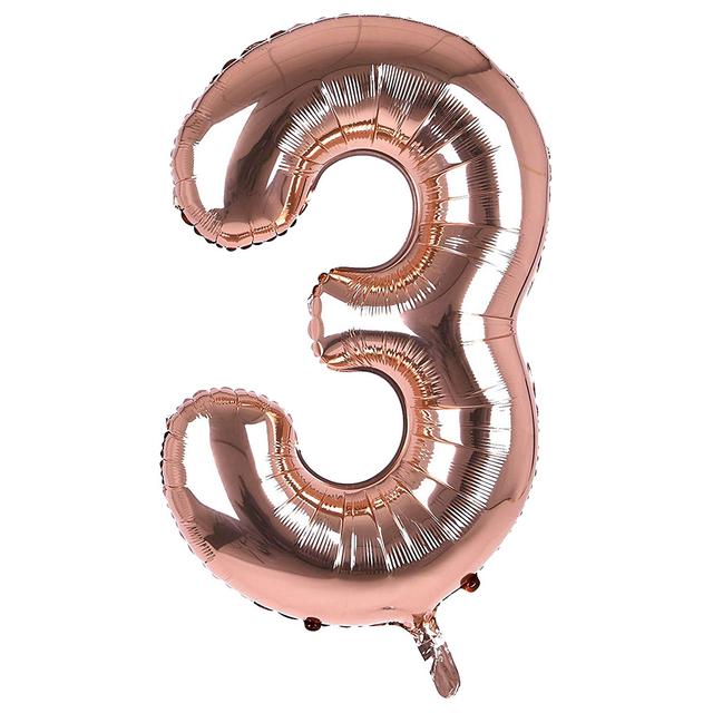 Brain Giggles - 3 Number Foil Balloon - 40-inch - Rose Gold