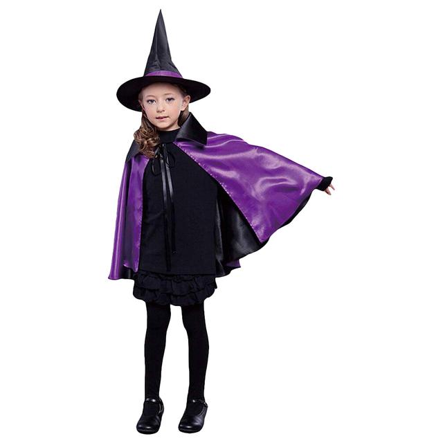 Brain Giggles Witch Cape Costume With Hat For Halloween - Purple