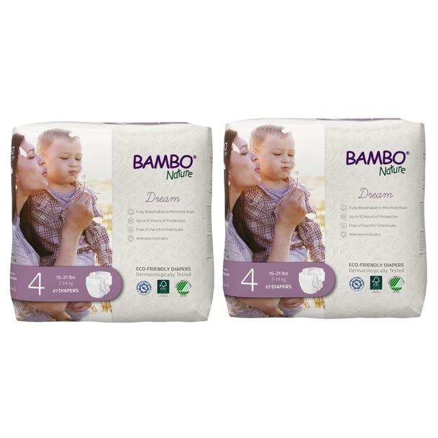 Bambo Nature Eco-Friendly Diapers, Size 4, 7-14Kg, 54Diapers,Value Pack